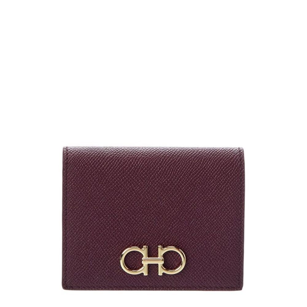 Ferragamo Gancini Leather Card Case, Purple